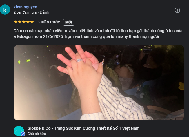 Cảm nhận của khách hàng sau khi sử dụng Trang sức Kim Cương Thiên Nhiên Glosbe