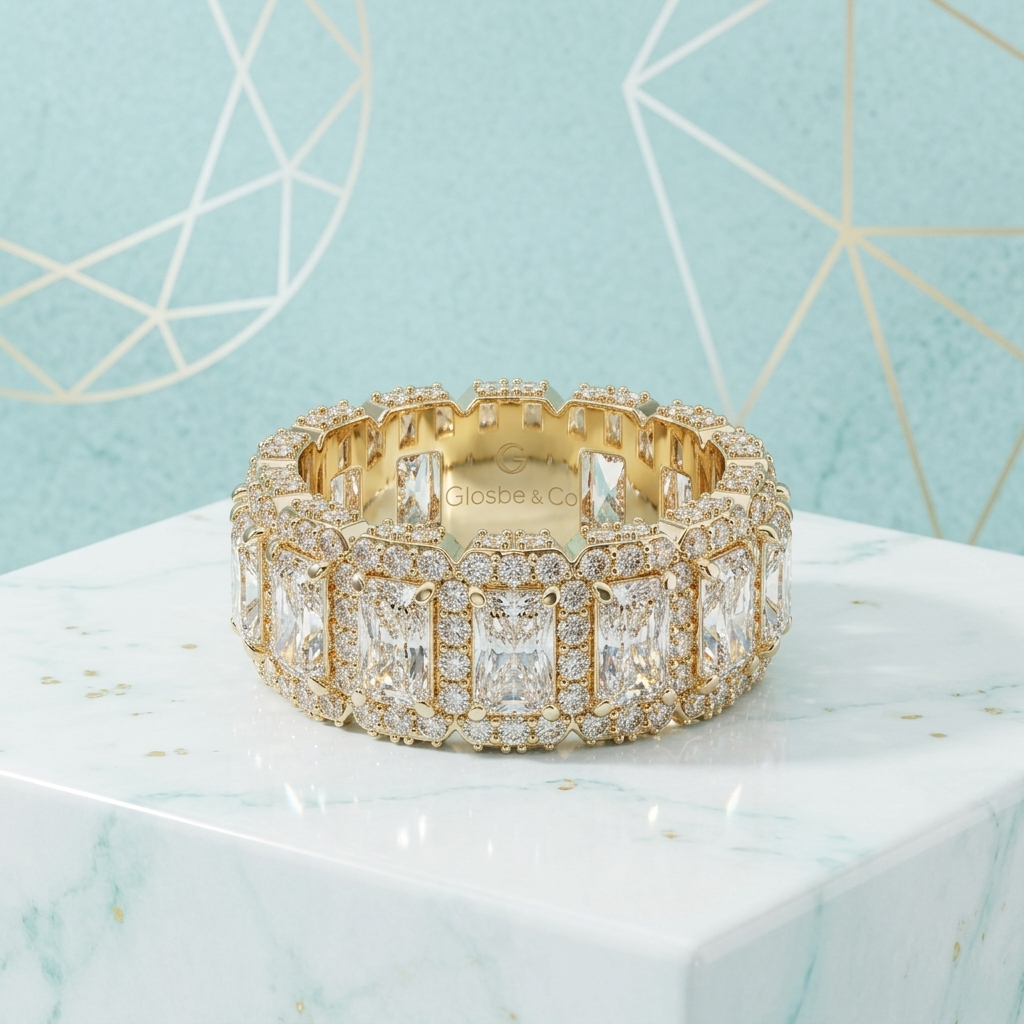 Nhẫn Tennis Baguette Moissanite 3x5mm Glosbe & Co