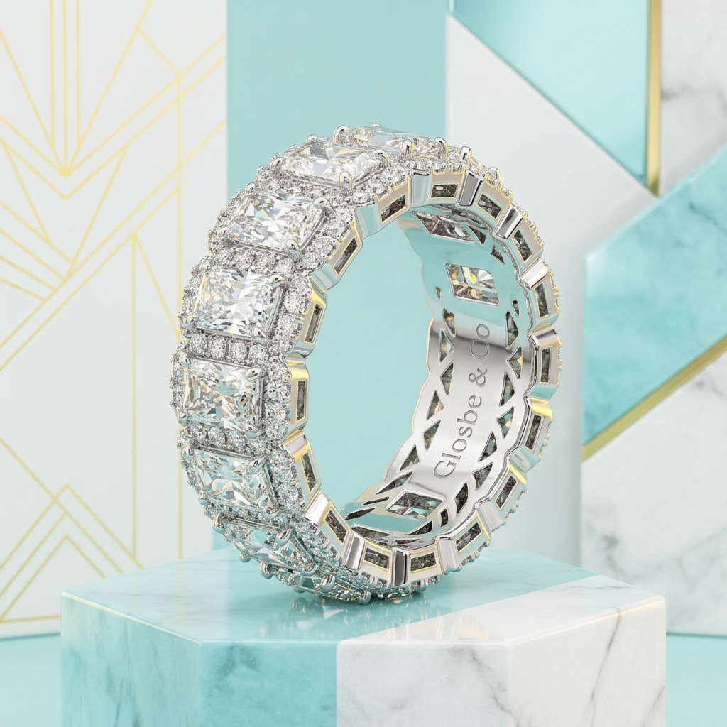 Nhẫn Tennis Baguette Moissanite 3x5mm Glosbe & Co