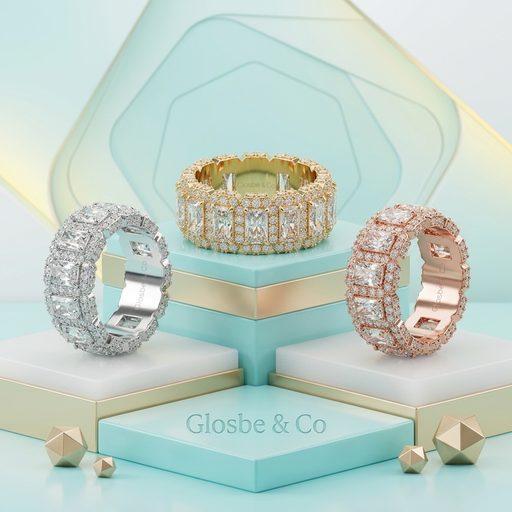 Nhẫn Tennis Baguette Moissanite 3x5mm Glosbe & Co