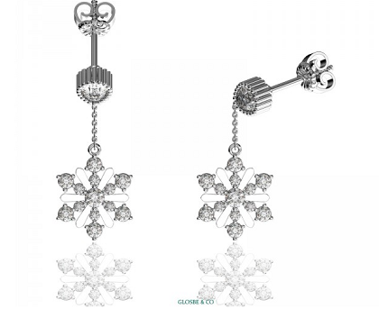 Bông tai chuỗi vàng 18K đính kim cương hình hoa tuyết mang đến vẻ đẹp hiện đại, rạng rỡ.