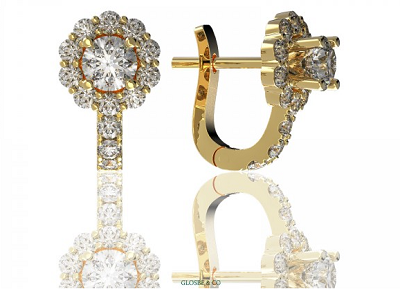 Bông tai huggie kim cương Moissanite ôm tai hình hoa đẹp thanh lịch.