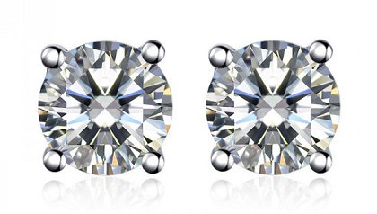 Bông tai nụ vàng 18K đính kim cương Moissanite đơn giản, tinh tế cho nàng công sở.