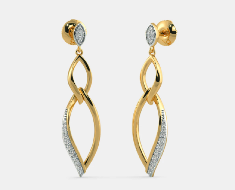 Bông tai vàng 18K nhỏ xinh đính đá CZ đẹp nổi bật