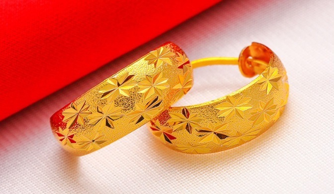 Khuyên tai tròn vàng 24K phong cách cổ điển vượt thời gian
