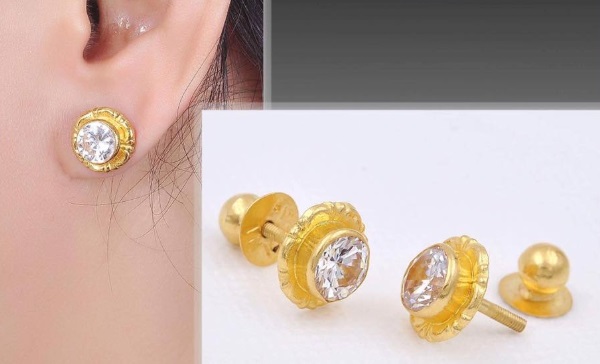 Bông tai vàng 24K đính đá quý sang trọng cho buổi tiệc tối