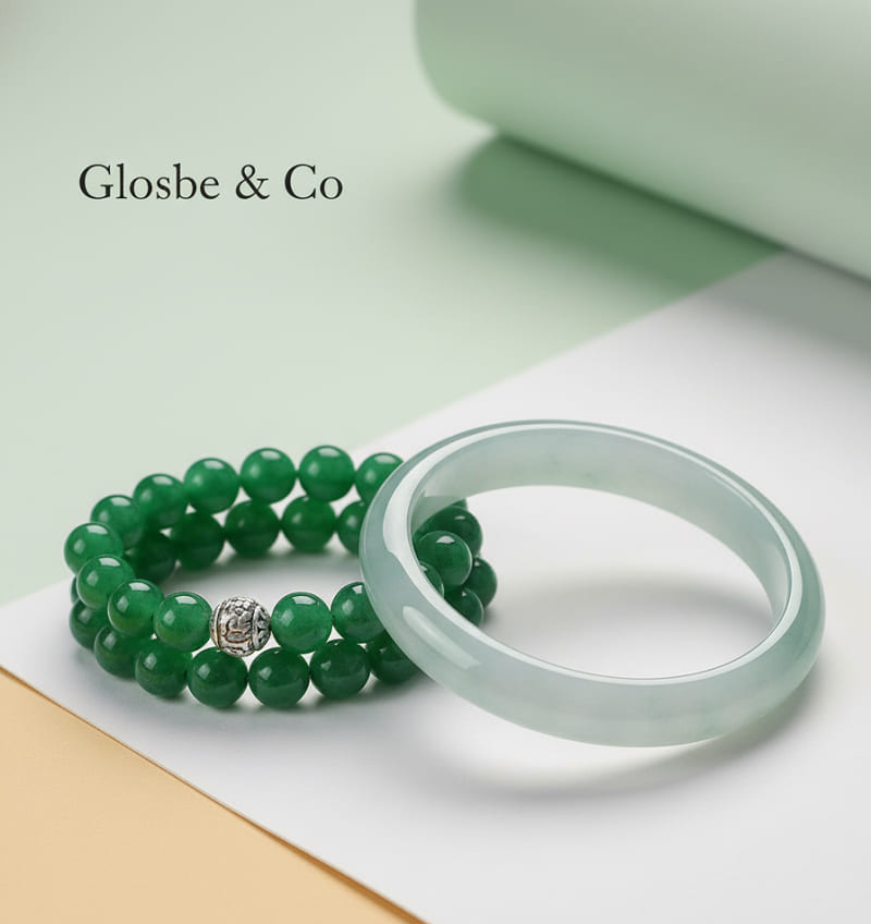 So sánh giữa ngọc Phỉ Thúy Type A và thủy tinh giả. 