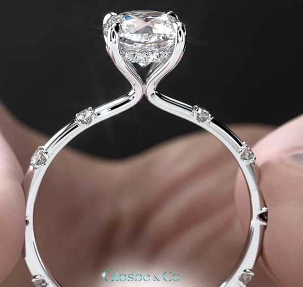 Nhẫn kim cương thiên nhiên thiết kế Halo sang trọng