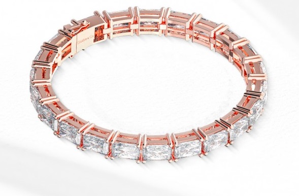 Lắc tay nam vàng trắng đính kim cương - Tuyệt tác cho những buổi tiệc thượng lưu.