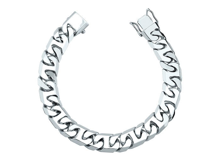 Lắc tay vàng trắng nam thiết kế trơn bản lớn, mạnh mẽ và thanh lịch