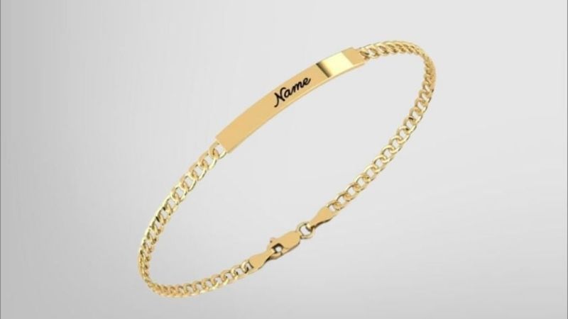 Lắc tay nam vàng 18k 2 chỉ khắc tên