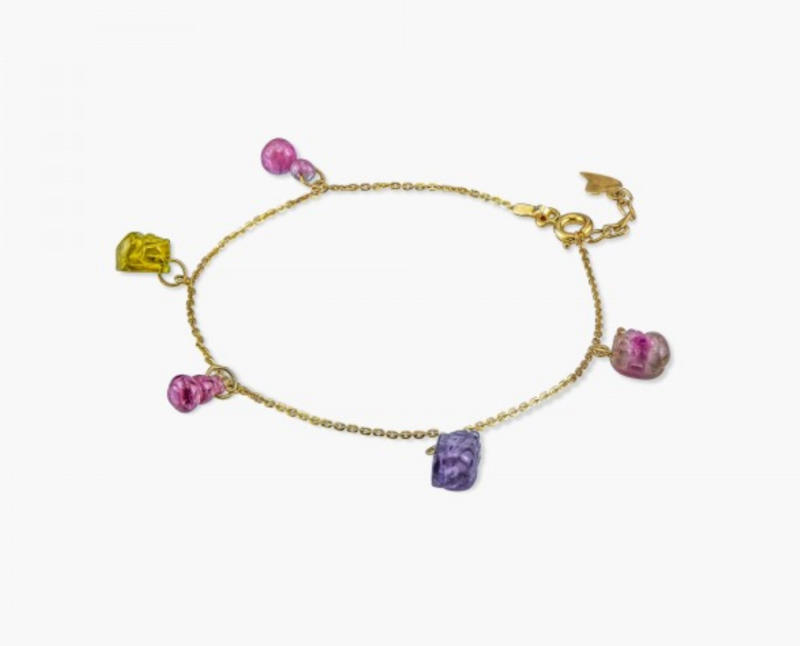 Lắc tay vàng 18K phối charm đá thiên nhiên ý nghĩa