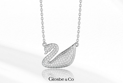 Mặt dây kim cương thiên nga duyên dáng 