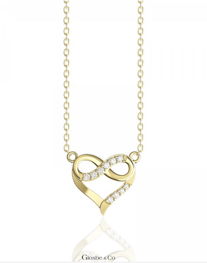 Mặt dây chuyền thiết kế tim kết hợp biểu tượng vô cực 