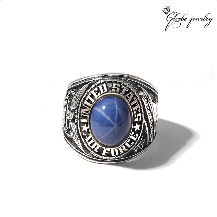 Nhẫn Mỹ đại bàng đá Sapphire Blue Sao hợp với người mệnh Thủy
