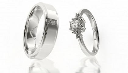 Nhẫn cưới đính kim cương Moissanite