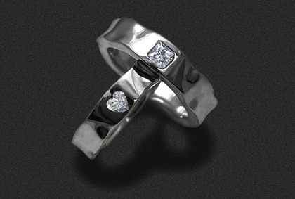 Nhẫn cưới Heart Love thiết kế độc đáo đính kim cương 