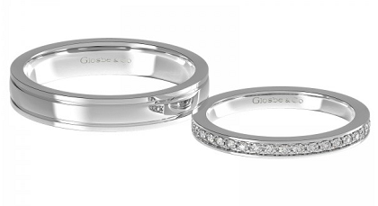 Nhẫn cưới đính kim cương tấm vàng trắng