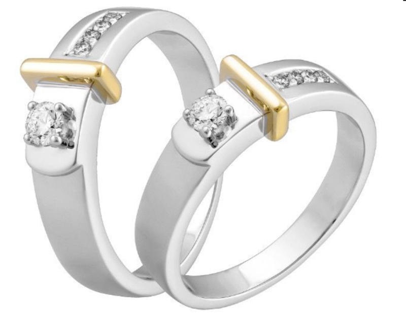 Nhẫn cưới đính kim cương tấm