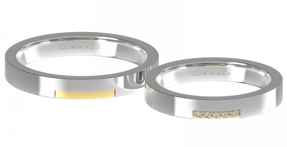 Nhẫn cưới vàng trắng kết hợp vàng vàng & kim cương