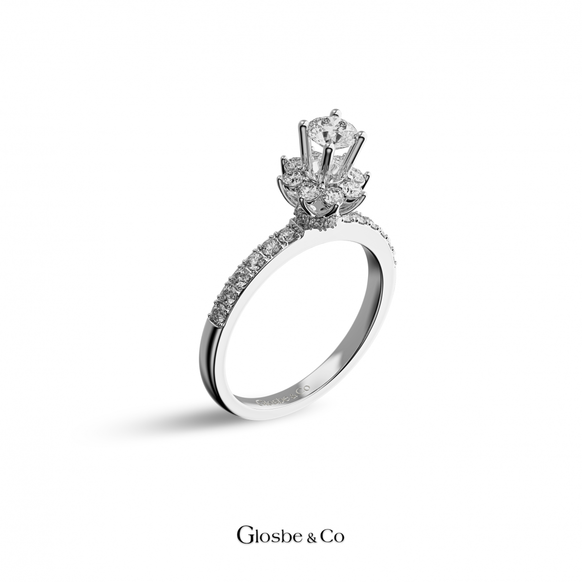 Nhẫn Kim Cương Vàng Trắng Thiên Nhiên 4.5 Ly D/VVS2