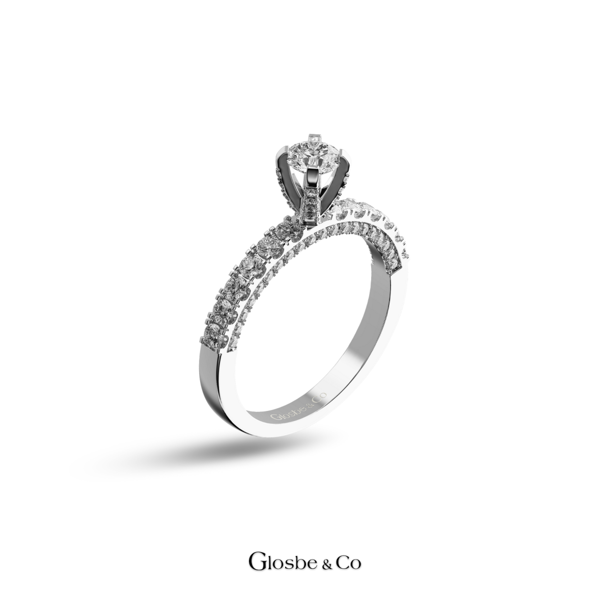 Nhẫn Kim Cương Vàng Trắng Thiên Nhiên 4.5 Ly F/VVS2