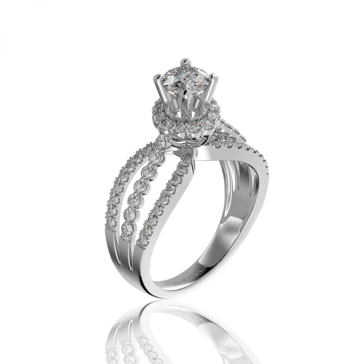 Nhẫn Kim Cương Vàng TrắngThiên Nhiên 5Ly4 D/VVS2