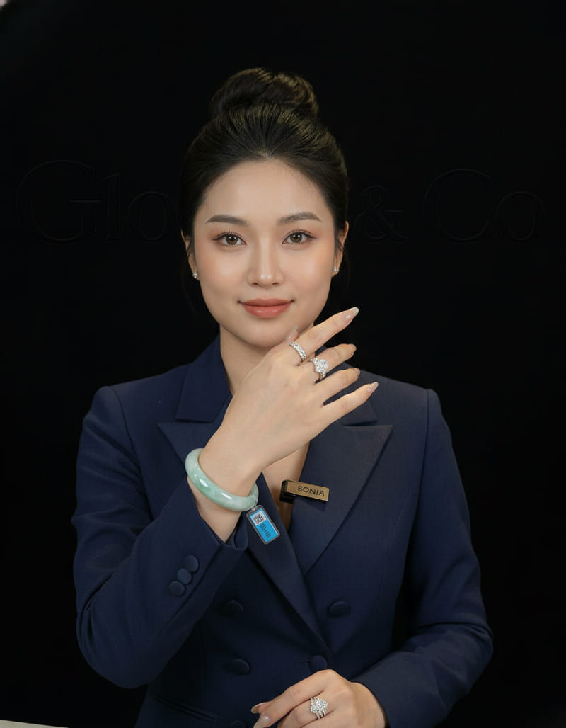 Vòng tay ngọc phỉ thúy tự nhiên dòng ngọc băng Icy Jadeite thanh cao tôn da.
