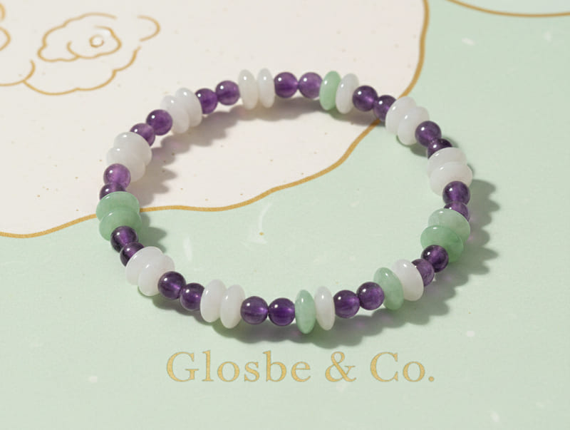 Sự kết hợp giữa phỉ thúy và đá thạch anh tím màu tương hợp