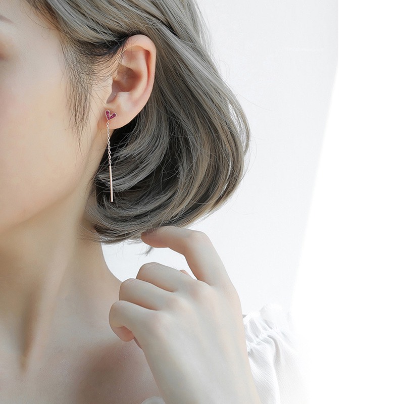 Khuyên Tai Bạc Nữ Pink Heart Cho Nàng Mộng Mơ